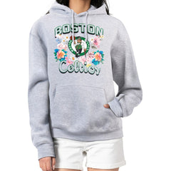 Boston Celtics G-III 4Her by Carl Banks Women's Flowers Team Logo Graphic Fleece Pullover Hoodie Heather Gray