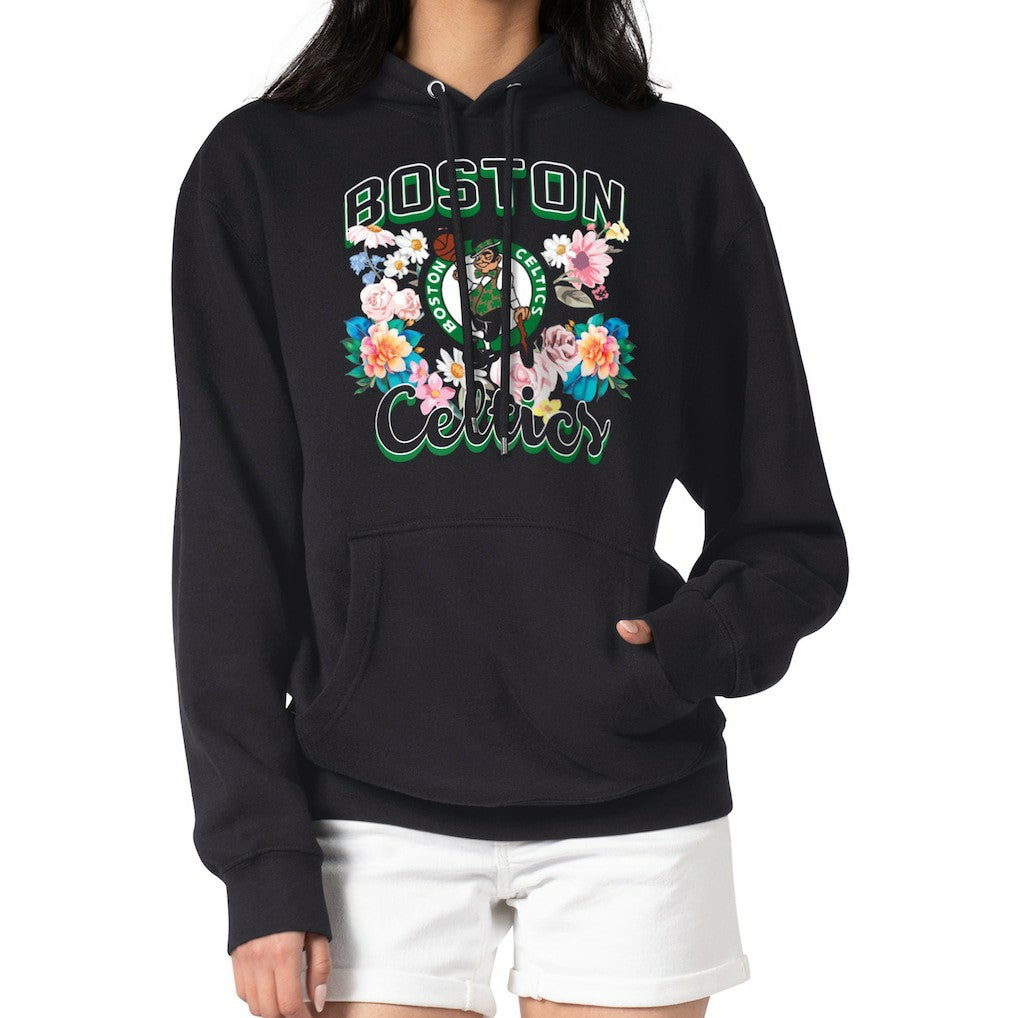 Boston Celtics G-III 4Her by Carl Banks Women's Flowers Team Logo Graphic Fleece Pullover Hoodie Black