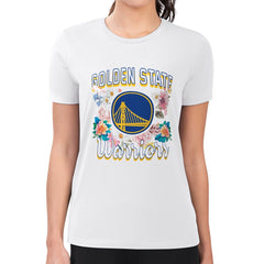 Golden State Warriors G-III 4Her by Carl Banks Women's Super-Slim Fit Lightweight Flowers Team Logo Graphic T-Shirt White