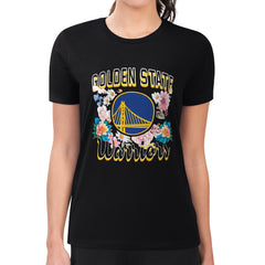 Golden State Warriors G-III 4Her by Carl Banks Women's Super-Slim Fit Lightweight Flowers Team Logo Graphic T-Shirt Black