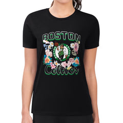 Boston Celtics G-III 4Her by Carl Banks Women's Super-Slim Fit Lightweight Flowers Team Logo Graphic T-Shirt Black