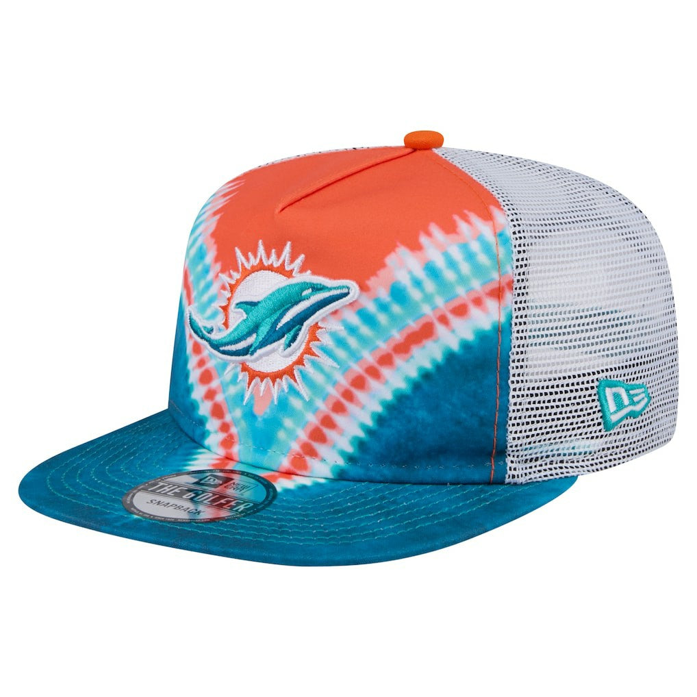 Miami Dolphins New Era Throwback Dye Golfer Snapback Hat - Orange/Aqua - NFL