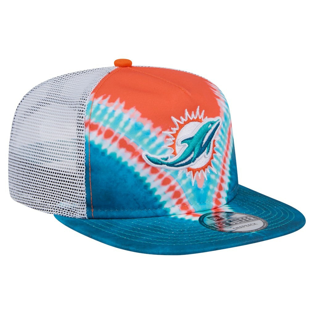 Miami Dolphins New Era Throwback Dye Golfer Snapback Hat - Orange/Aqua - NFL