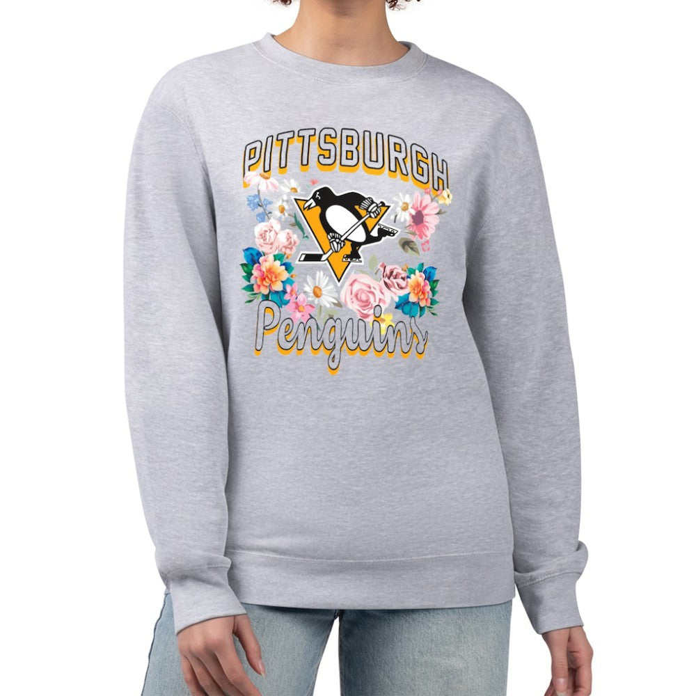 Pittsburgh Penguins G-III 4Her by Carl Banks Women's Flower Logo Pullover Sweatshirt - Heather Gray | NHL on sale