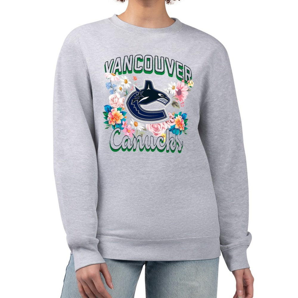 Vancouver Canucks G-III 4Her by Carl Banks Women's Flower Logo Pullover Sweatshirt - Heather Gray | NHL sale