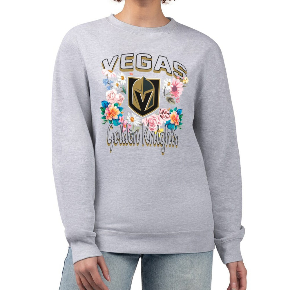 Vegas Golden Knights G-III 4Her by Carl Banks Women's Flower Logo Pullover Sweatshirt - Heather Gray | NHL online