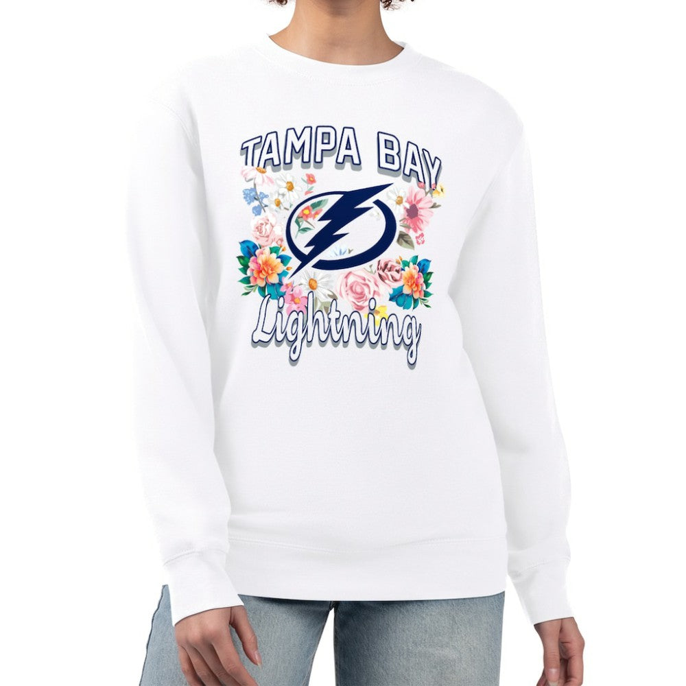 Tampa Bay Lightning G-III 4Her by Carl Banks Women's Flower Logo Pullover Sweatshirt - White | NHL discount