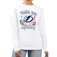 Tampa Bay Lightning G-III 4Her by Carl Banks Women's Flower Logo Pullover Sweatshirt - White | NHL discount