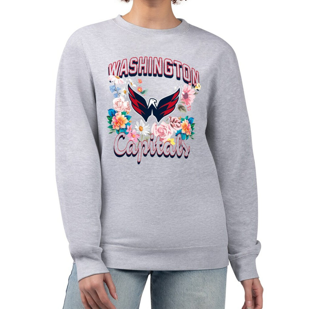 Washington Capitals G-III 4Her by Carl Banks Women's Flower Logo Pullover Sweatshirt - Heather Gray | NHL discount