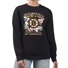 Boston Bruins G-III 4Her by Carl Banks Women's Flower Logo Pullover Sweatshirt - Black | NHL near me
