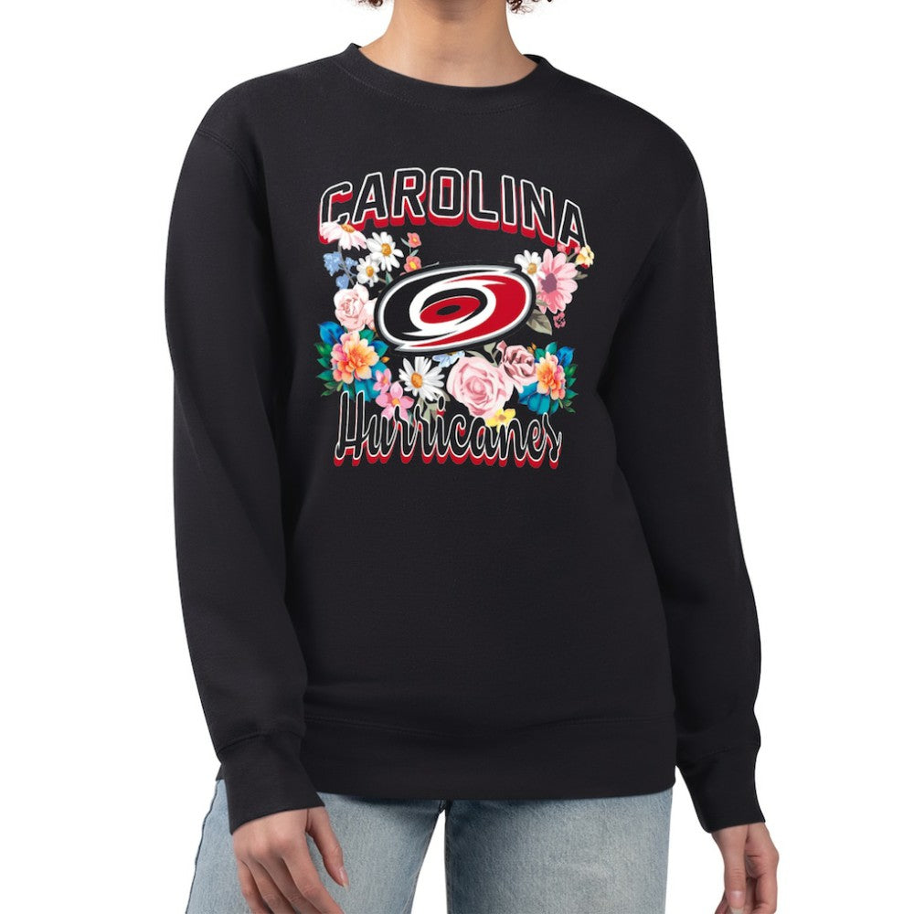 Carolina Hurricanes G-III 4Her by Carl Banks Women's Flower Logo Pullover Sweatshirt - Black | NHL on sale