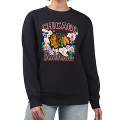 Chicago Blackhawks G-III 4Her by Carl Banks Women's Flower Logo Pullover Sweatshirt - Black | NHL online