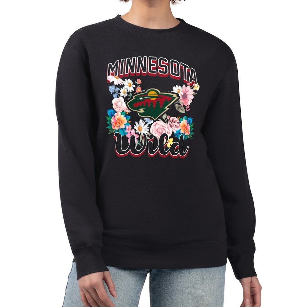 Minnesota Wild G-III 4Her by Carl Banks Women's Flower Logo Pullover Sweatshirt - Black | NHL near me