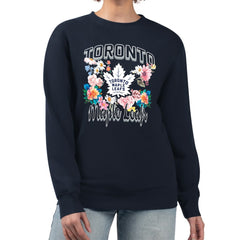 Toronto Maple Leafs G-III 4Her by Carl Banks Women's Flower Logo Pullover Sweatshirt - Navy | NHL on sale
