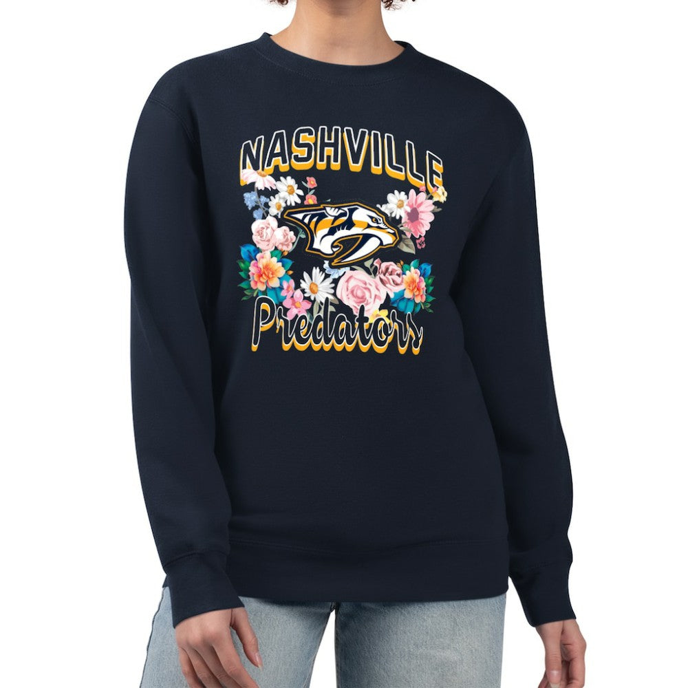 Nashville Predators G-III 4Her by Carl Banks Women's Flower Logo Pullover Sweatshirt - Navy | NHL sale