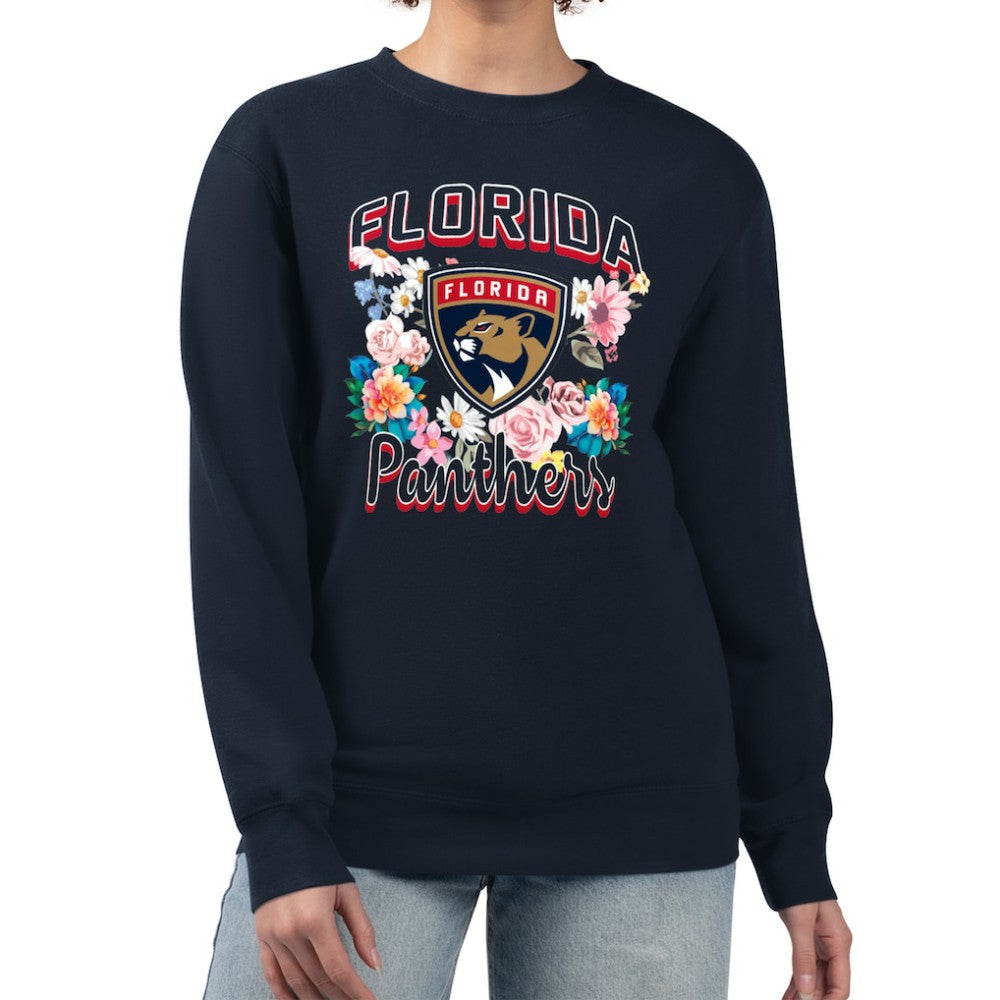 Florida Panthers G-III 4Her by Carl Banks Women's Flower Logo Pullover Sweatshirt - Navy | NHL on sale