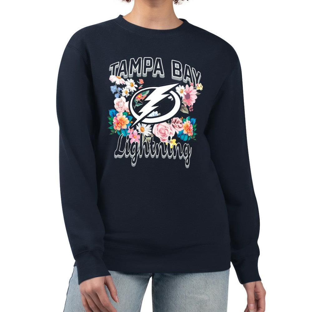 Tampa Bay Lightning G-III 4Her by Carl Banks Women's Flower Logo Pullover Sweatshirt - Navy | NHL discount