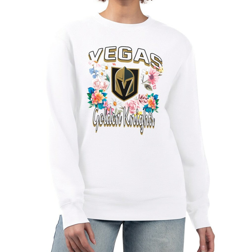 Vegas Golden Knights G-III 4Her by Carl Banks Women's Flower Logo Pullover Sweatshirt - White | NHL discount