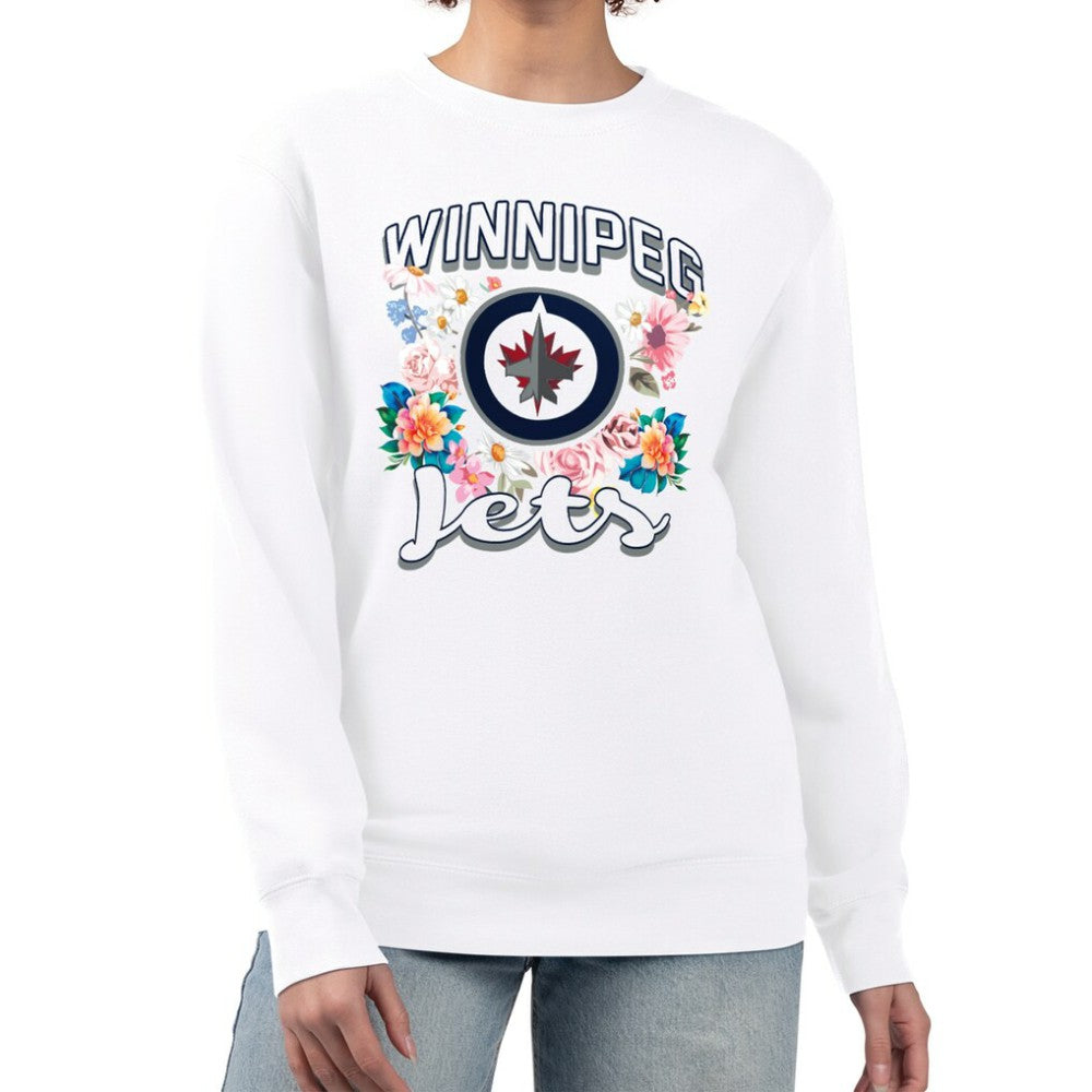 Winnipeg Jets G-III 4Her by Carl Banks Women's Flower Logo Pullover Sweatshirt - White | NHL near me