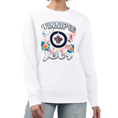 Winnipeg Jets G-III 4Her by Carl Banks Women's Flower Logo Pullover Sweatshirt - White | NHL near me