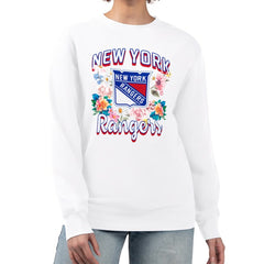 New York Rangers G-III 4Her by Carl Banks Women's Flower Logo Pullover Sweatshirt - White | NHL on sale