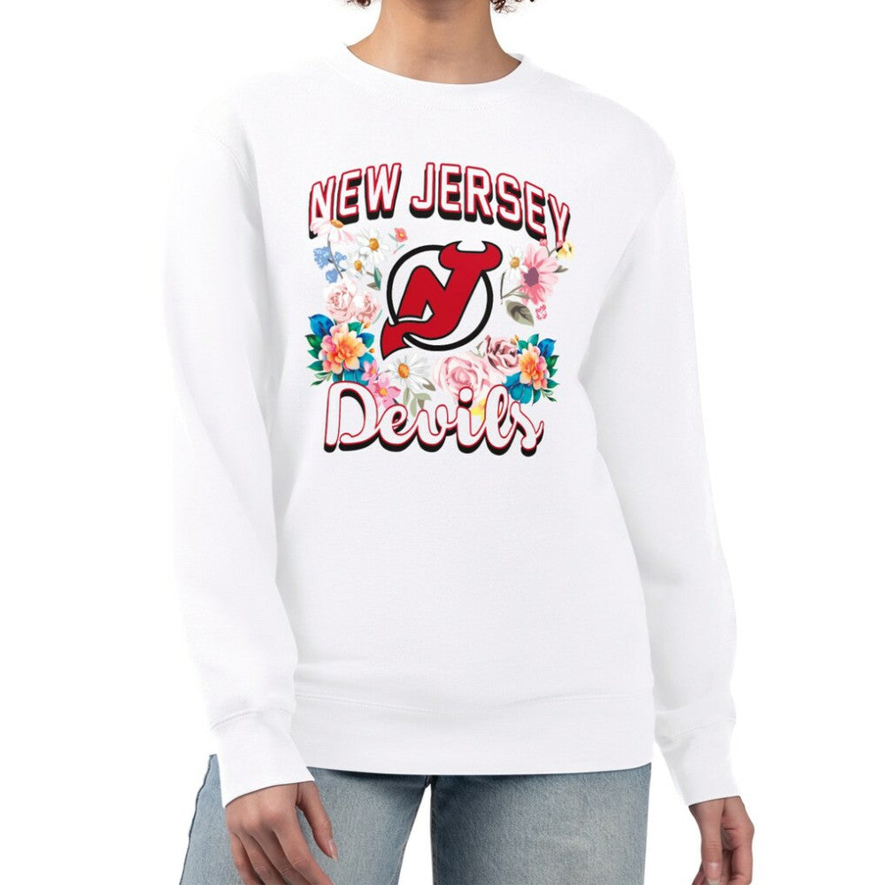 New Jersey Devils G-III 4Her by Carl Banks Women's Flower Logo Pullover Sweatshirt - White | NHL near me