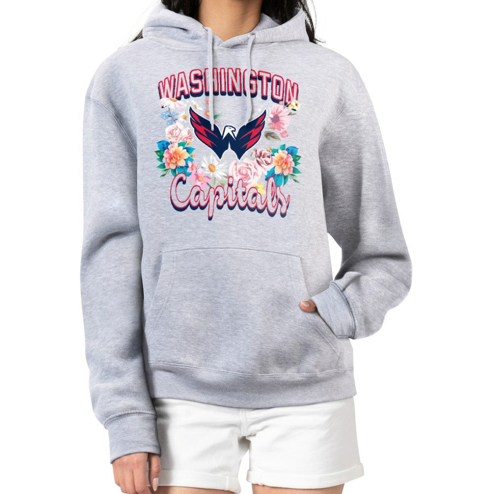 Washington Capitals G-III 4Her by Carl Banks Women's Flower Logo Pullover Hoodie - Heather Gray | NHL Lifestyle