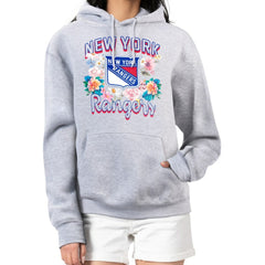New York Rangers G-III 4Her by Carl Banks Women's Flower Logo Pullover Hoodie - Heather Gray | NHL sale