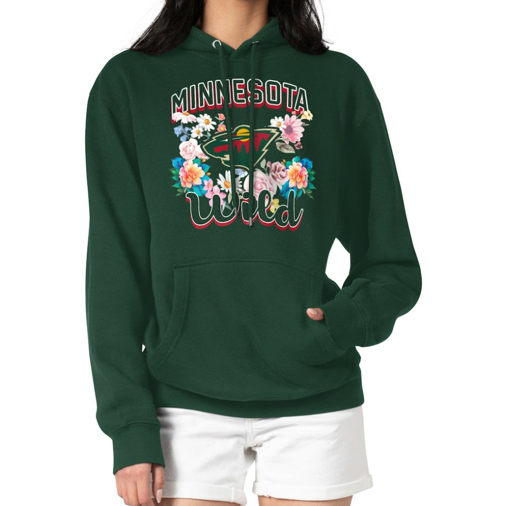 Minnesota Wild G-III 4Her by Carl Banks Women's Flower Logo Pullover Hoodie - Green | NHL Clearance