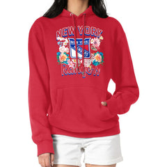 New York Rangers G-III 4Her by Carl Banks Women's Flower Logo Pullover Hoodie - Red | NHL Clearance