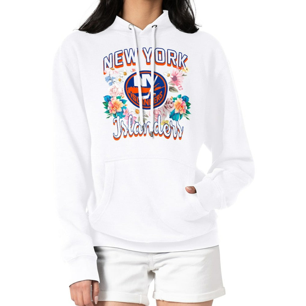 New York Islanders G-III 4Her by Carl Banks Women's Flower Logo Pullover Hoodie - White | NHL discount