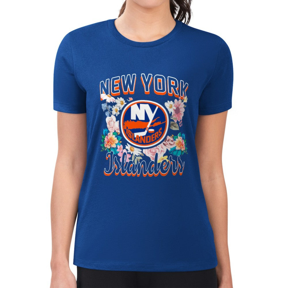 New York Islanders G-III 4Her by Carl Banks Women's Super-Slim Fit Lightweight Flower Logo T-Shirt - Royal | NHL near me