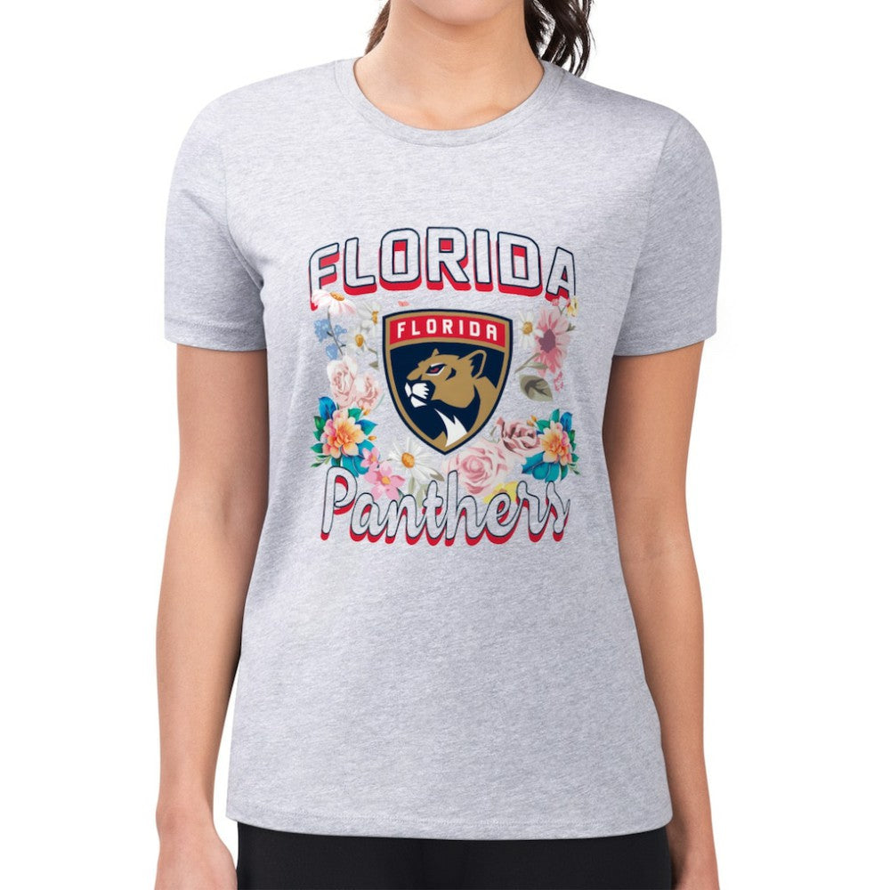 Florida Panthers G-III 4Her by Carl Banks Women's Super-Slim Fit Lightweight Flower Logo T-Shirt - Heather Gray | NHL discount