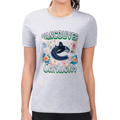Vancouver Canucks G-III 4Her by Carl Banks Women's Super-Slim Fit Lightweight Flower Logo T-Shirt - Heather Gray | NHL online