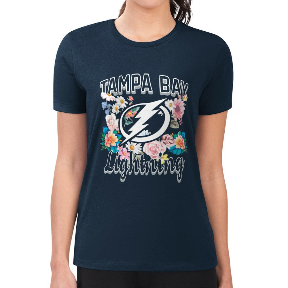 Tampa Bay Lightning G-III 4Her by Carl Banks Women's Super-Slim Fit Lightweight Flower Logo T-Shirt - Navy | NHL sale