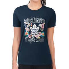 Toronto Maple Leafs G-III 4Her by Carl Banks Women's Super-Slim Fit Lightweight Flower Logo T-Shirt - Navy | NHL discount