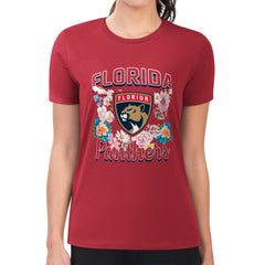 Florida Panthers G-III 4Her by Carl Banks Women's Super-Slim Fit Lightweight Flower Logo T-Shirt - Red | NHL Lifestyle