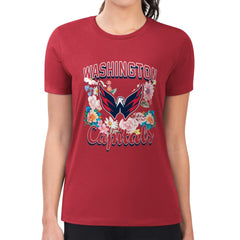 Washington Capitals G-III 4Her by Carl Banks Women's Super-Slim Fit Lightweight Flower Logo T-Shirt - Red | NHL Clearance