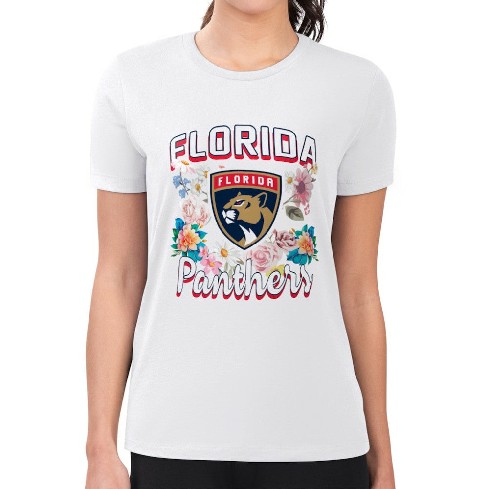 Florida Panthers G-III 4Her by Carl Banks Women's Super-Slim Fit Lightweight Flower Logo T-Shirt - White | NHL online