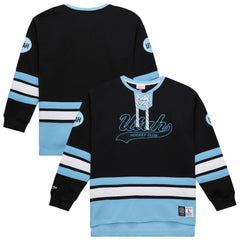 Utah Hockey Club Mitchell & Ness Heritage Lace-Up Pullover Sweatshirt - Black | NHL Lifestyle