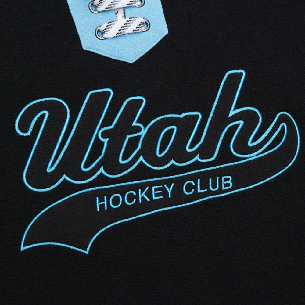Utah Hockey Club Mitchell & Ness Heritage Lace-Up Pullover Sweatshirt - Black | NHL Lifestyle