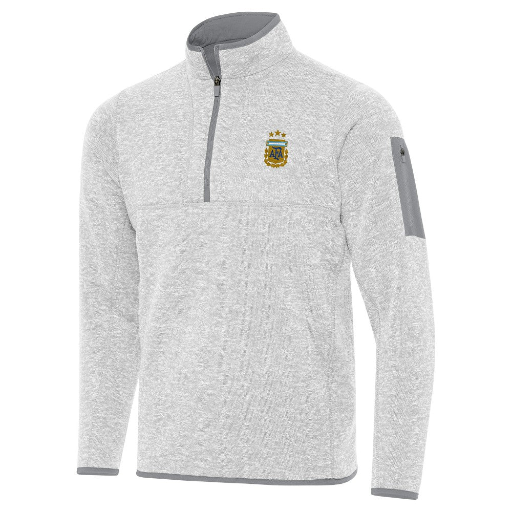 Argentina National Team Antigua Fortune Quarter-Zip Pullover Jacket Heather Gray