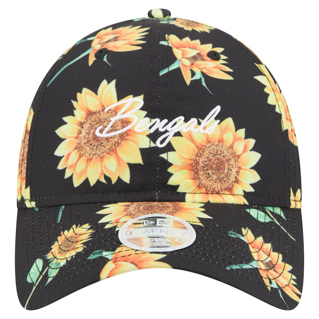 Cincinnati Bengals New Era Women's Adventure Sunflower 9TWENTY Adjustable Hat - Black - NFL