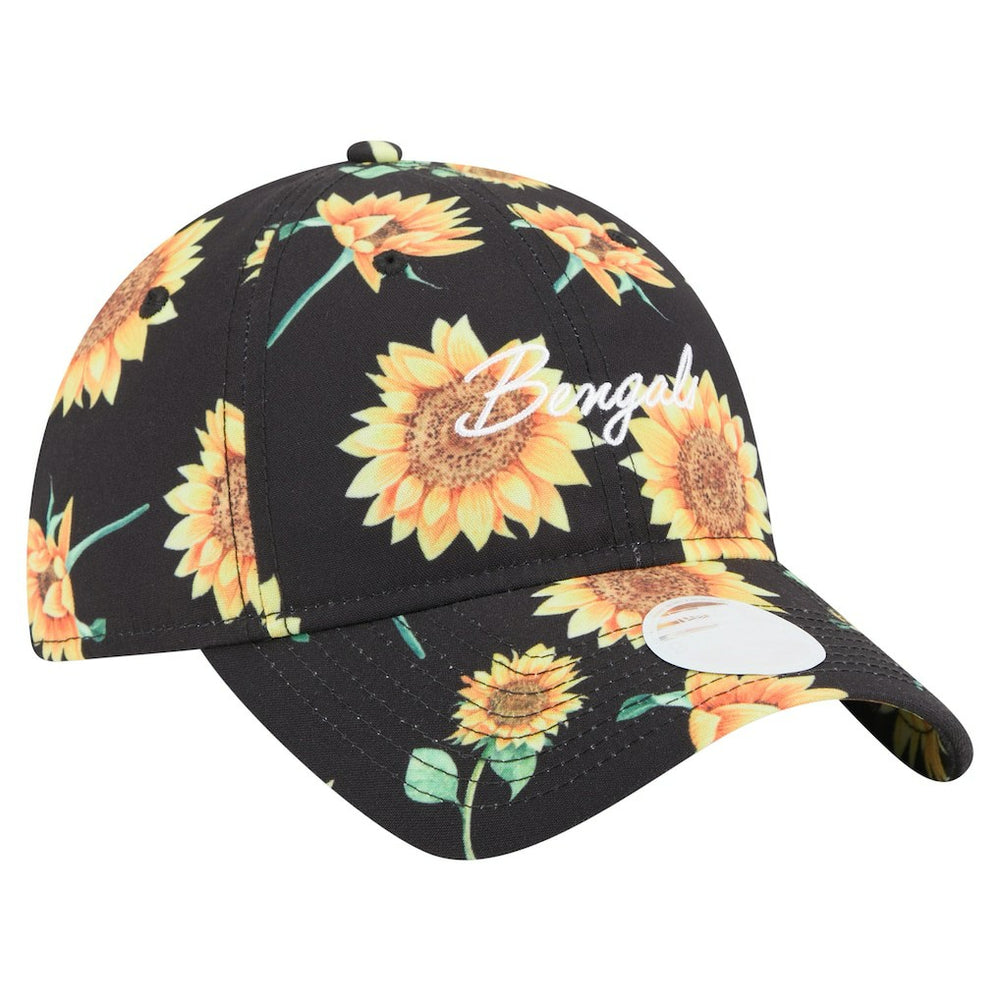 Cincinnati Bengals New Era Women's Adventure Sunflower 9TWENTY Adjustable Hat - Black - NFL