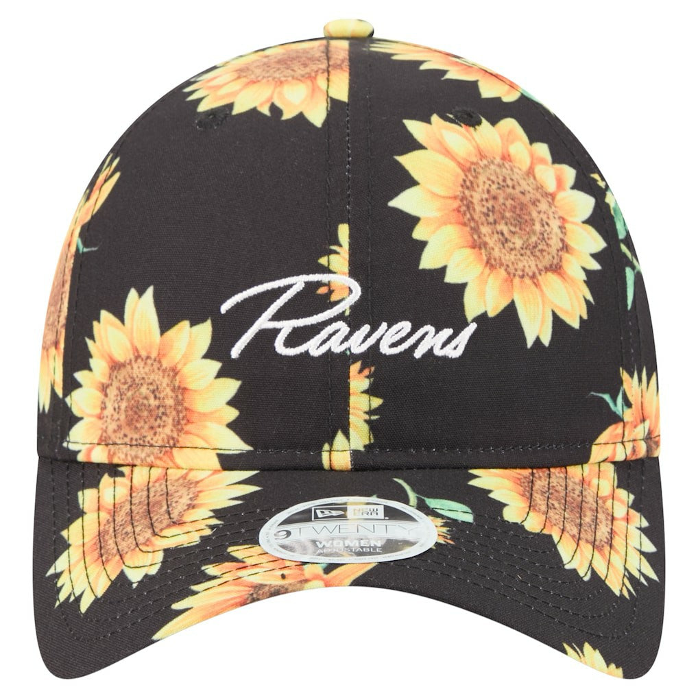 Baltimore Ravens New Era Women's Adventure Sunflower 9TWENTY Adjustable Hat - Black - NFL