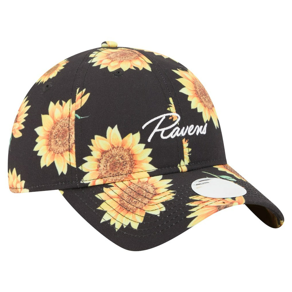 Baltimore Ravens New Era Women's Adventure Sunflower 9TWENTY Adjustable Hat - Black - NFL
