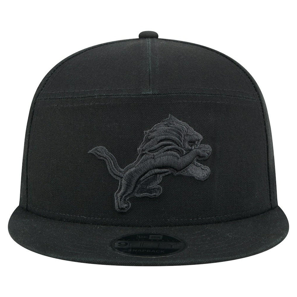 Detroit Lions New Era Adventure Canvas Split Panel 9FIFTY Snapback Hat - Black - NFL