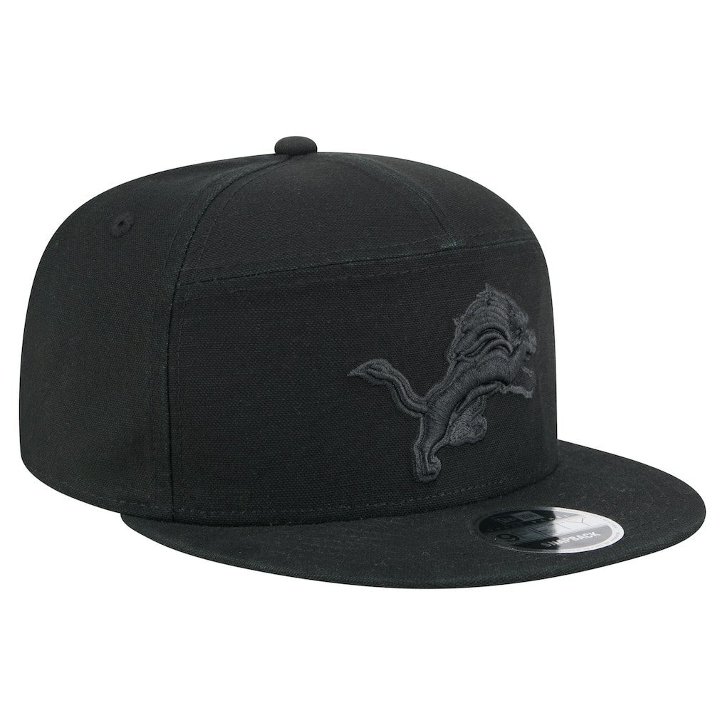 Detroit Lions New Era Adventure Canvas Split Panel 9FIFTY Snapback Hat - Black - NFL