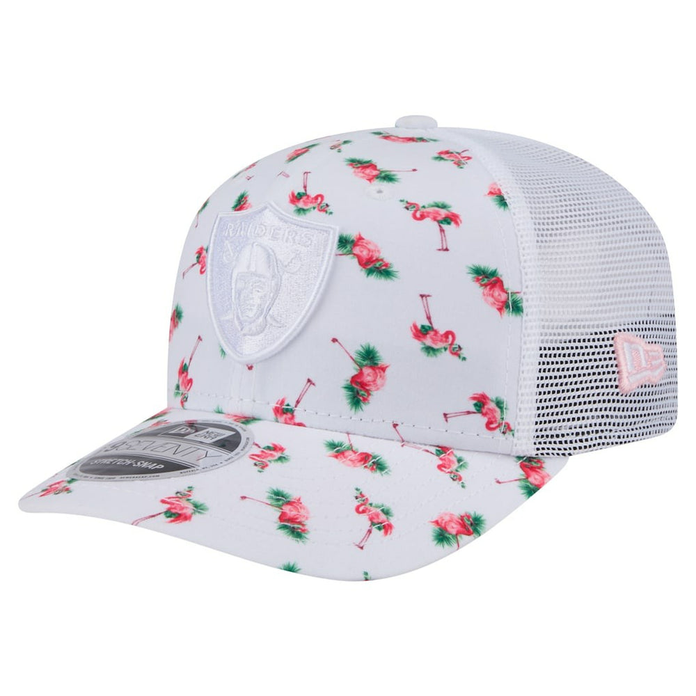 Las Vegas Raiders New Era Adventure Flamingo Pattern 9SEVENTY Stretch-Snap Hat - White - NFL