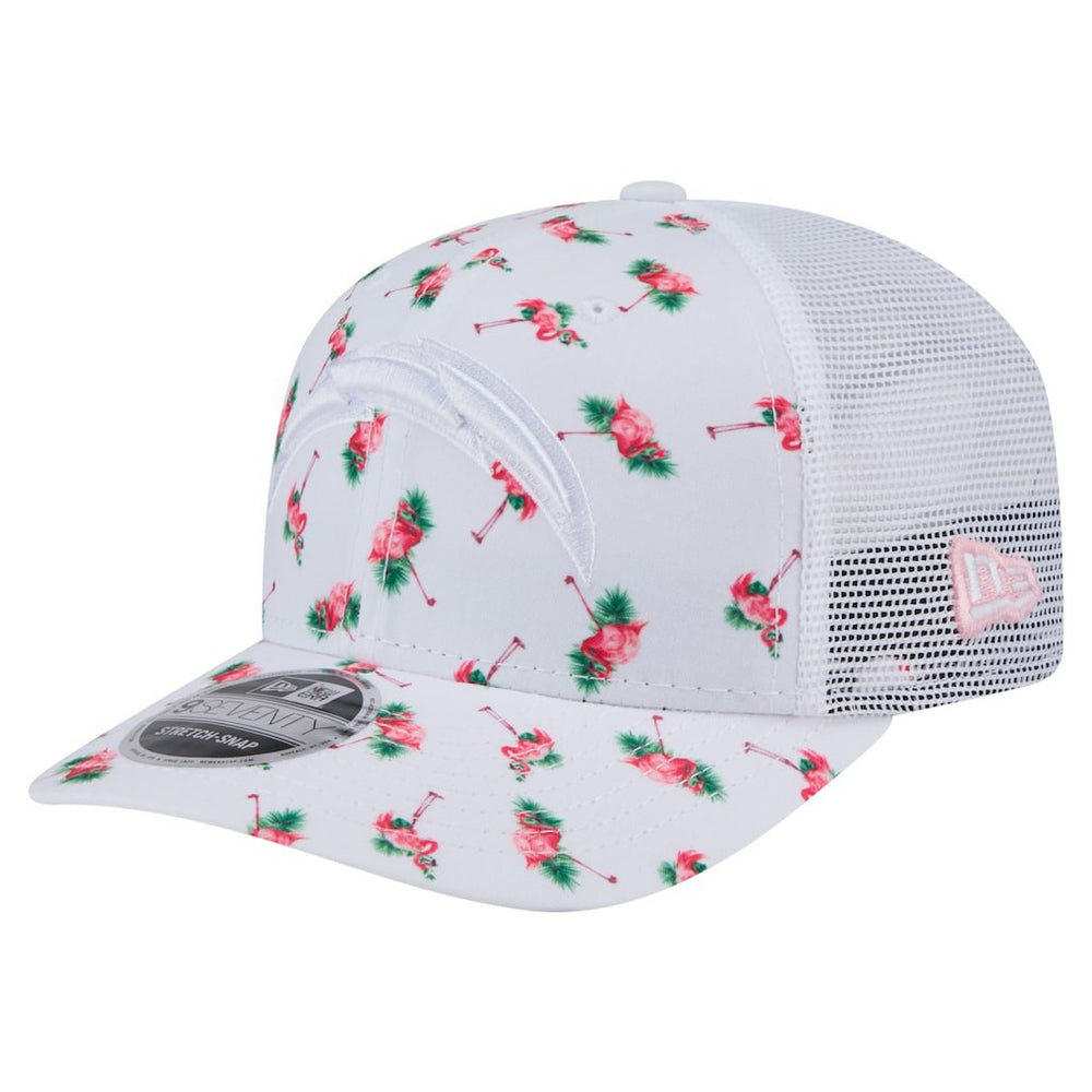 Los Angeles Chargers New Era Adventure Flamingo Pattern 9SEVENTY Stretch-Snap Hat - White - NFL